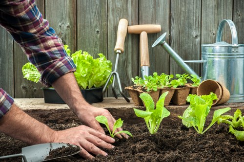 Volunteers preparing compost bags for charity distribution